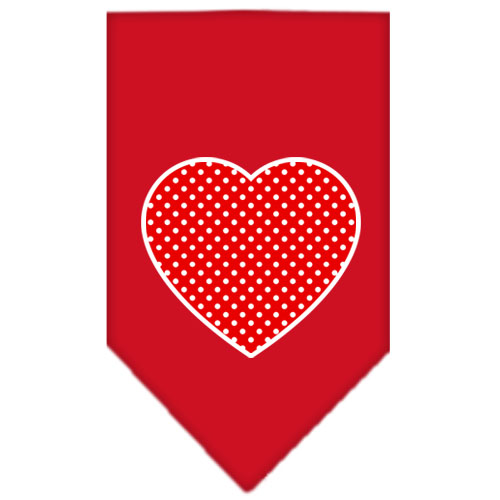 Red Swiss Dot Heart Screen Print Bandana Red Small